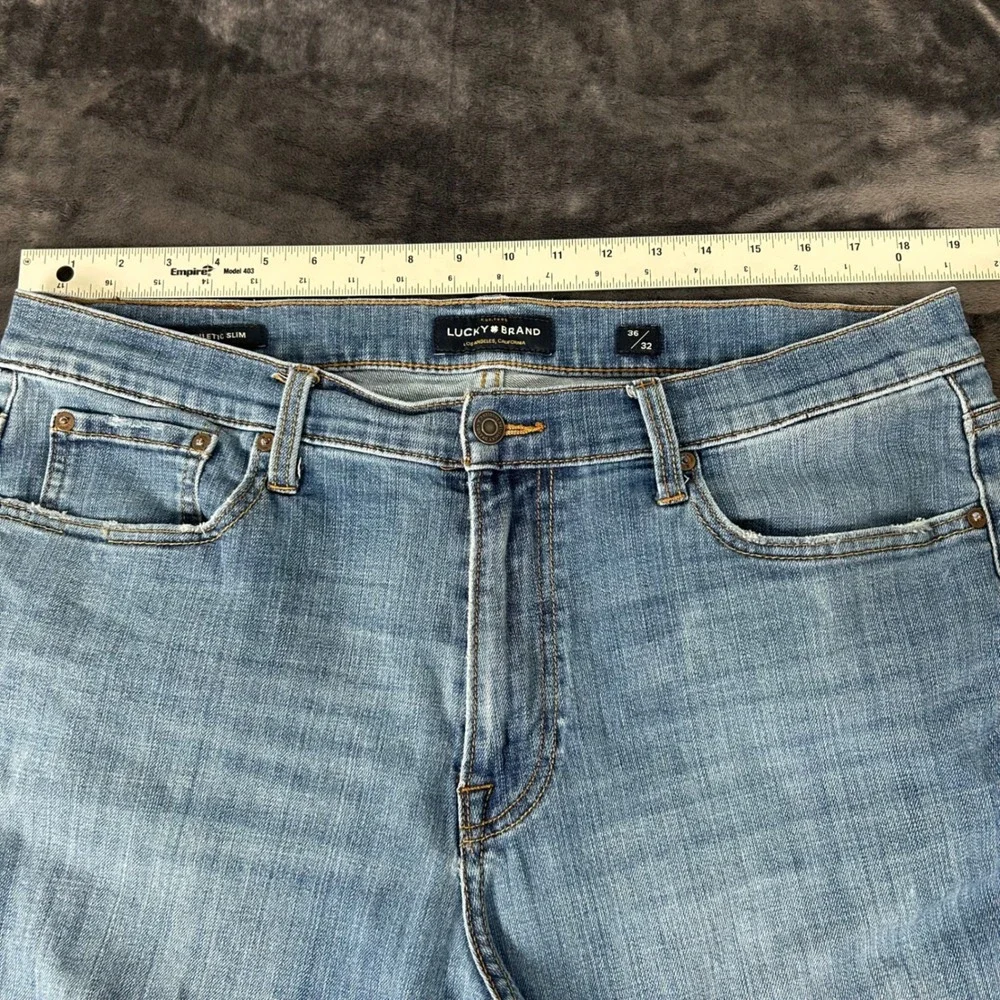 Lucky Brand 410 Athletic Slim Jeans Mens 36x32 Blue Medium Wash Denim 3259